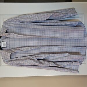 Charles Tyrwhitt Blue and White Plaid Shirt